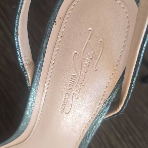 Vince Camuto Reyna Metallic Green Leather Stiletto Sandal, New, NEW, Sz. 6 - Picture 4 of 9
